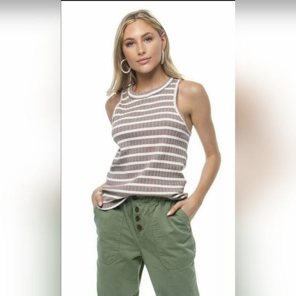 Free People We the Free Women's Fired Up Striped Cut-Out Tank Top Size Small EUC - Picture 1 of 16